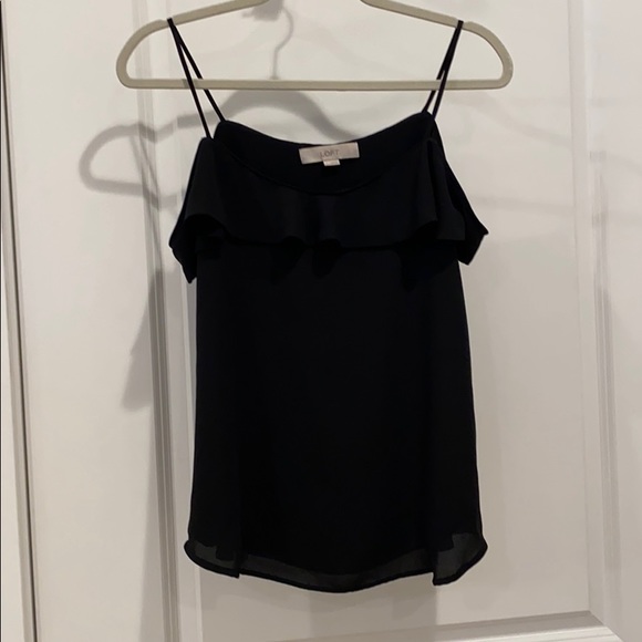 Loft off the shoulder chiffon black tank top - Picture 1 of 4